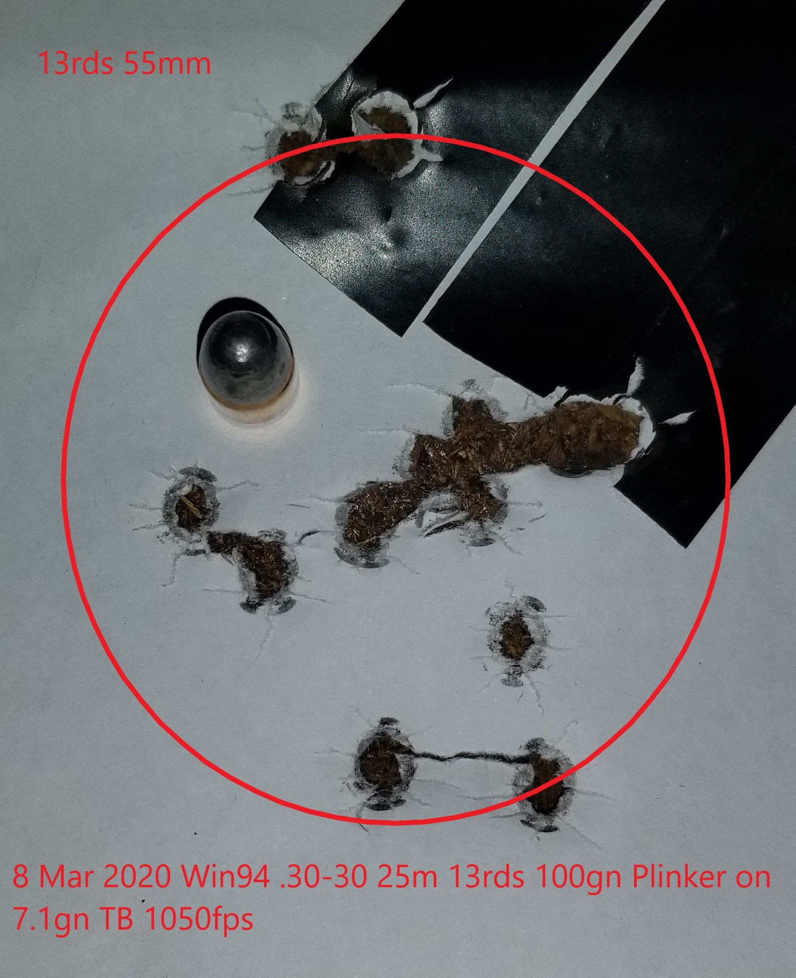 8 Mar 2020 Win94 .30-30 25m 13rds 100gn Plinker on 7.1gn TB 1050fps.jpg